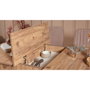 Hanah Home 0900 - 4 Conjunto Mesa y Sillas Extensible Pino Atlántico y Piedra Terciopelo
